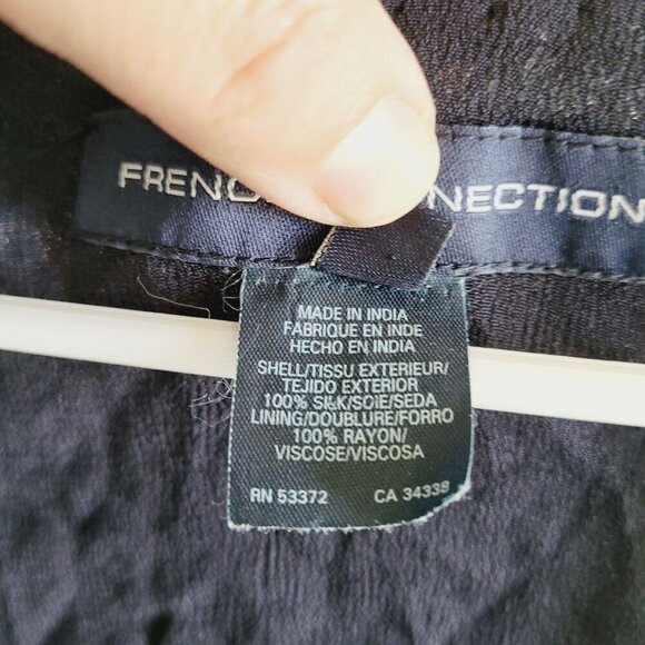 French Connection 100% Silk Shift Dress Sz 0 Blue Sequin Beaded Lined Lightweigh - Picture 3 of 10